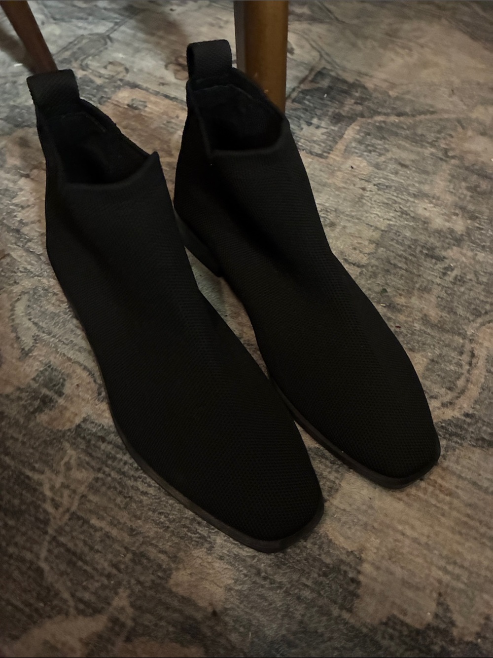 Women's Black Stretch Knit Ankle Booties - Sleek Slip-On Style